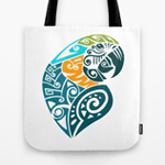 Blue And Gold Macaw Tribal Tattoo Tote Bag