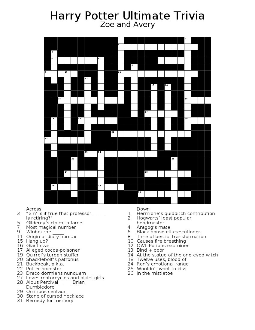 Harry Potter Crossword (UNEDITED) by WhisperingWindxx on DeviantArt
