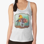 Sun conure and flowers painting tank top