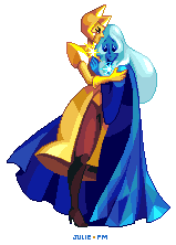 This is a gift for  She asked for Blue and Yellow Diamond from Steven Universe, so here it is! I don't watch the show, but I hope I did it justice (: