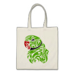 Green Ringneck Parrot Tattoo Tote Bag
