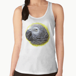 African Grey Parrot Realistic Painting Tank Top