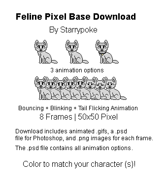 50x50 Feline Pixel Base Download by Starrypoke