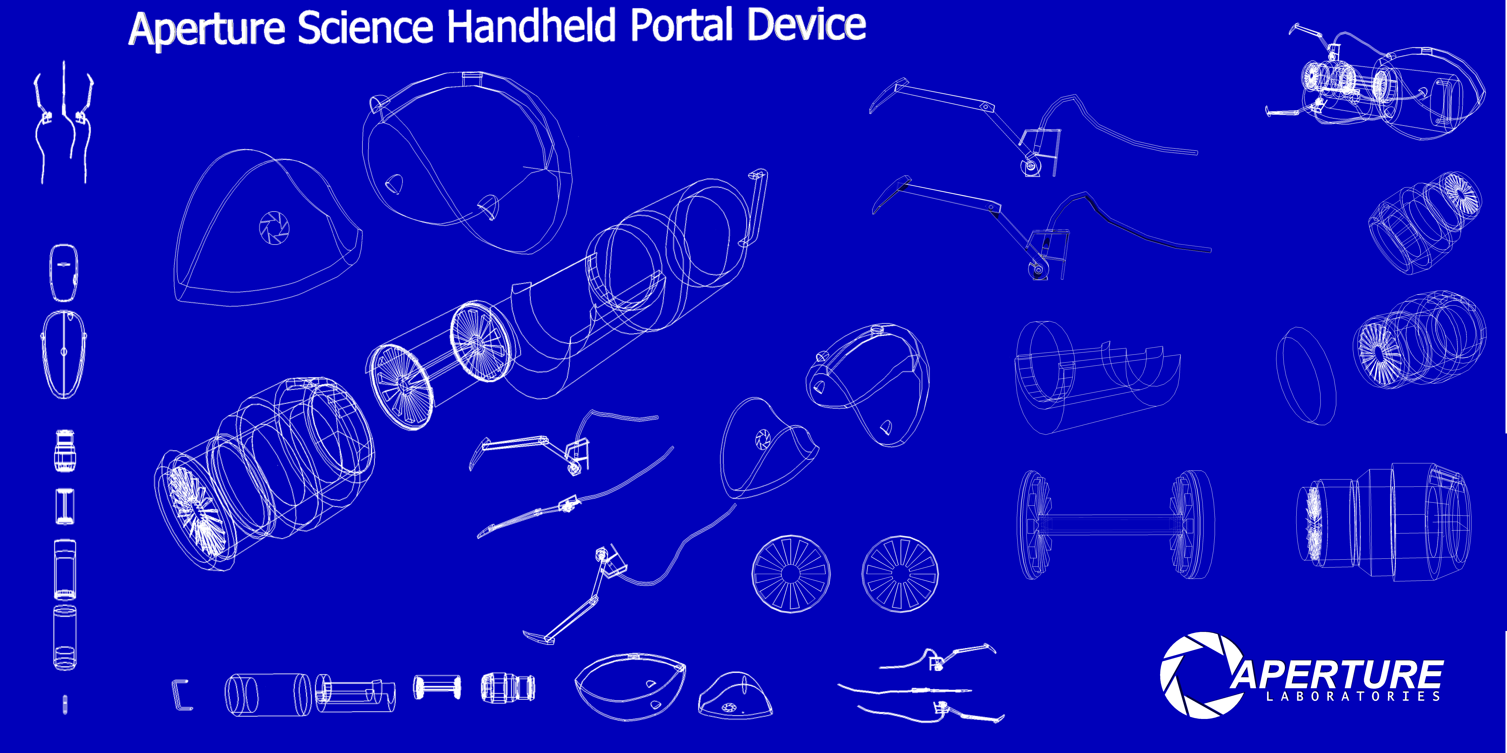 Aperture science handheld portal device blueprint by VitruvianCorpLabs