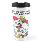 Funny snowy owl santa meme travel mug