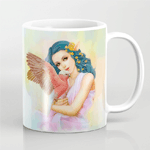 Blue Haired Elf And Her Galah Realistic Painting Mug