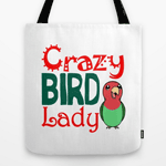 crazy bird lady tote bag