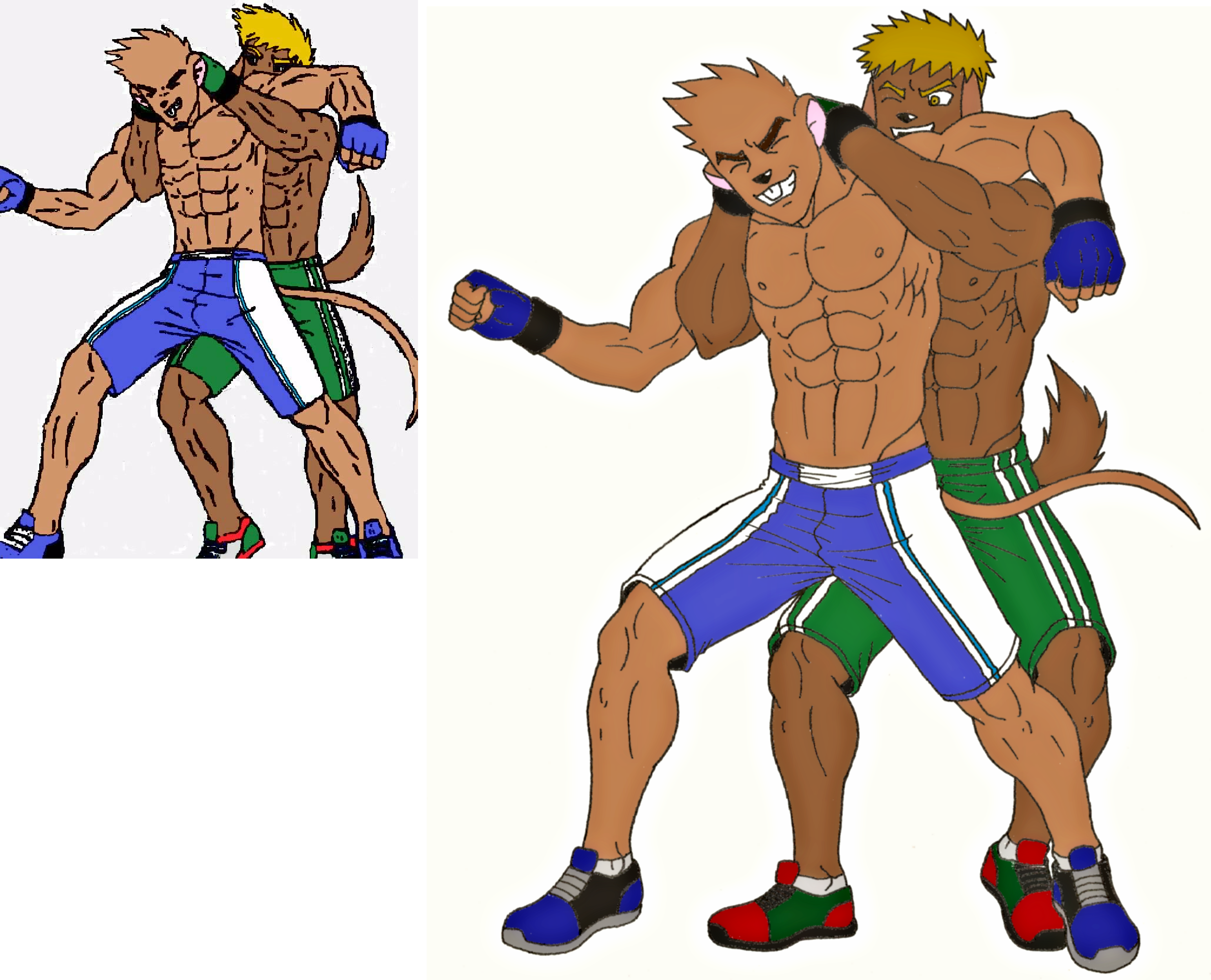 people boxing drawing