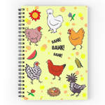 Cute Seamless Chickens Pattern Cartoon Spiral Notebook