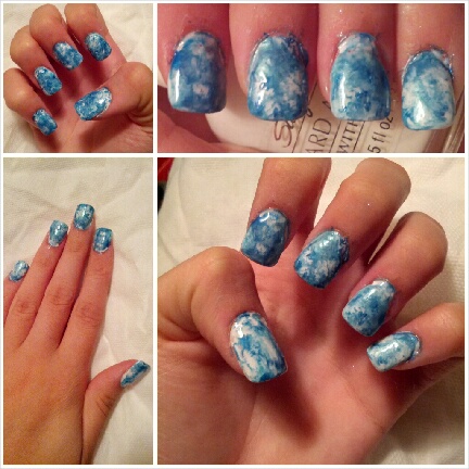 Tie-dye Blue and White Nails by Kisskiss64 on DeviantArt