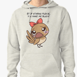 Cute finch girl bird with pink bow tie hoodie