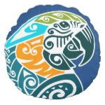 Blue And Gold Macaw Tribal Tattoo Round Pillow