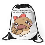 Cute finch girl bird with pink bow tie drawstring bag