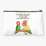 Lovebird parrot and bird way telling i love you pouch