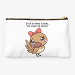 Cute finch girl bird with pink bow tie pouch