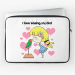 I love kissing my bird laptop sleeves