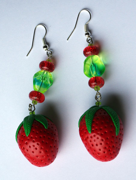 Strawberry Earrings by tishaia on DeviantArt