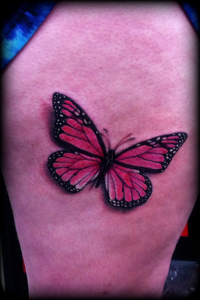 Pink Butterfly tattoo 3D by CalebSlabzzzGraham on DeviantArt