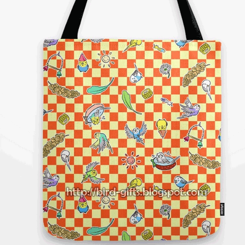 Budgie parrot pattern tote bag