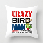 Crazy bird man pillow
