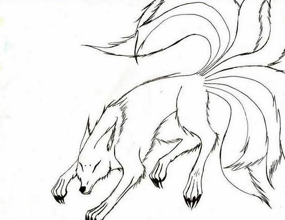 Nine tailed Wolf +Sketch+ by HeanaUziko on DeviantArt