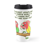 Lovebird parrot and bird way telling i love you travel mug
