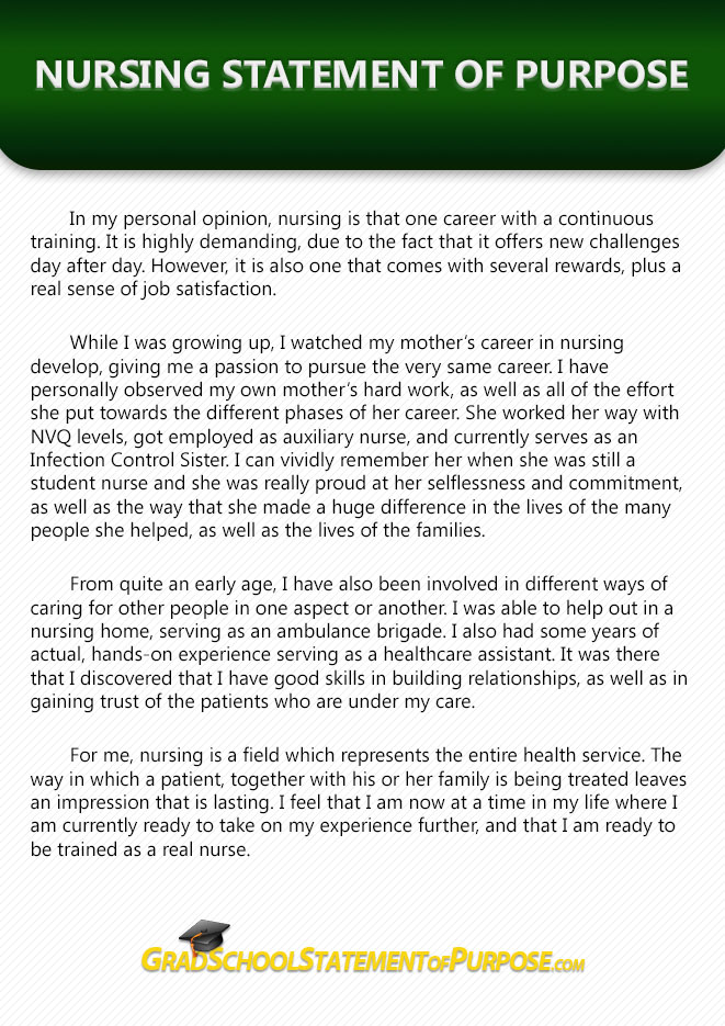 personal statement for nursing graduate school