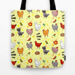 Cute Seamless Chickens Pattern Cartoon Tote Bag