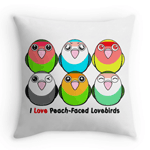 Cute Peach-faced lovebirds cartoon pillow