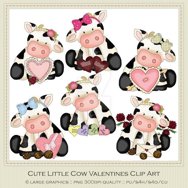 Cute Little Cow Valentines Day - Clip Art by RedHeadFalcon ...