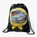 Black Palm Cockatoo Realistic Painting Drawstring Bag
