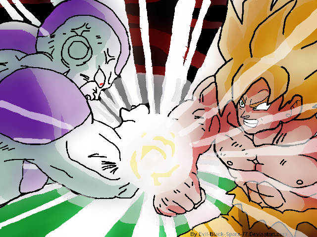Goku VS Frieza lineart 001 -Coloured- by Evil-Black-Sparx-77 on DeviantArt