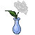 white Rose in teardrop crystal vase dewless