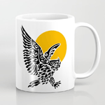Great Horned Owl Tribal Tattoo Mug