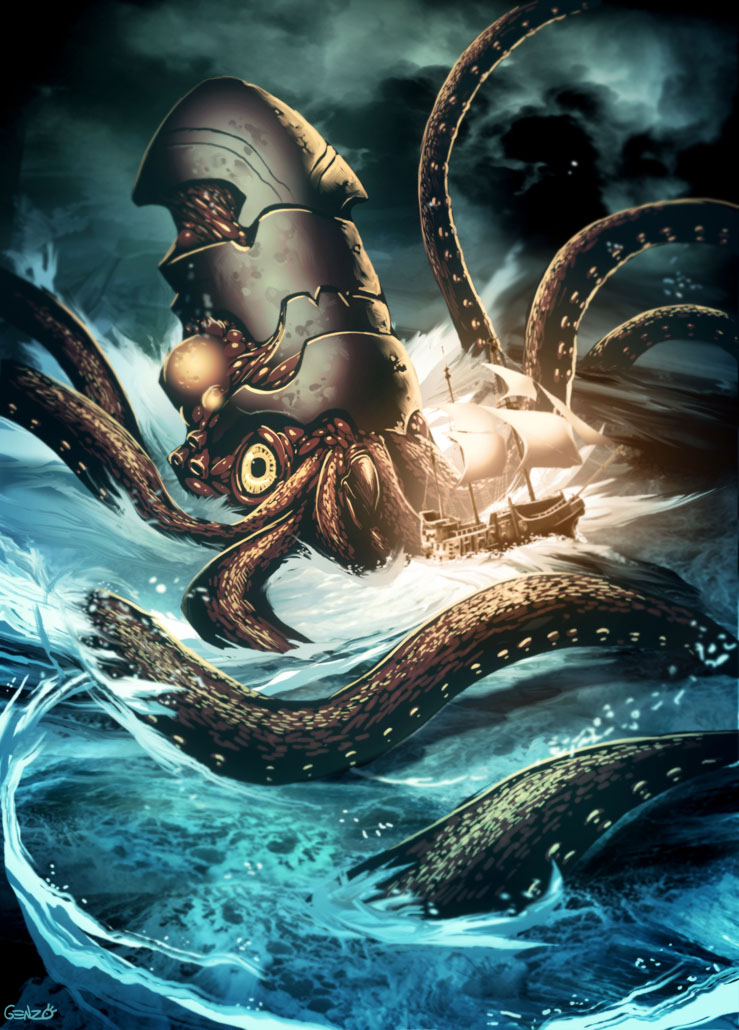 Kraken by GENZOMAN Watch Digital Art / Drawings & Paintings / Fantasy©2011-2018 GENZOMAN, Kraken
