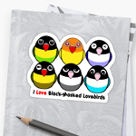 Cute Black-masked lovebirds cartoon sticker
