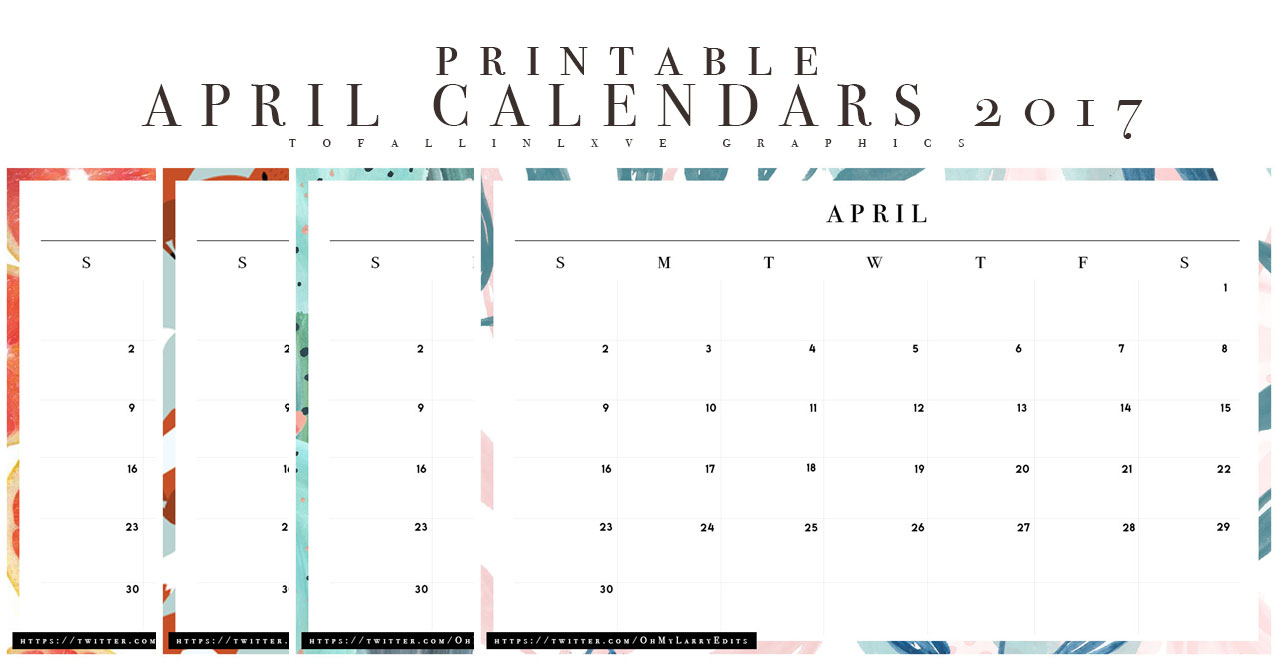 Printable April Calendars By Tofallinlxve On Deviantart