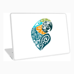 Blue And Gold Macaw Tribal Tattoo Laptop Skin
