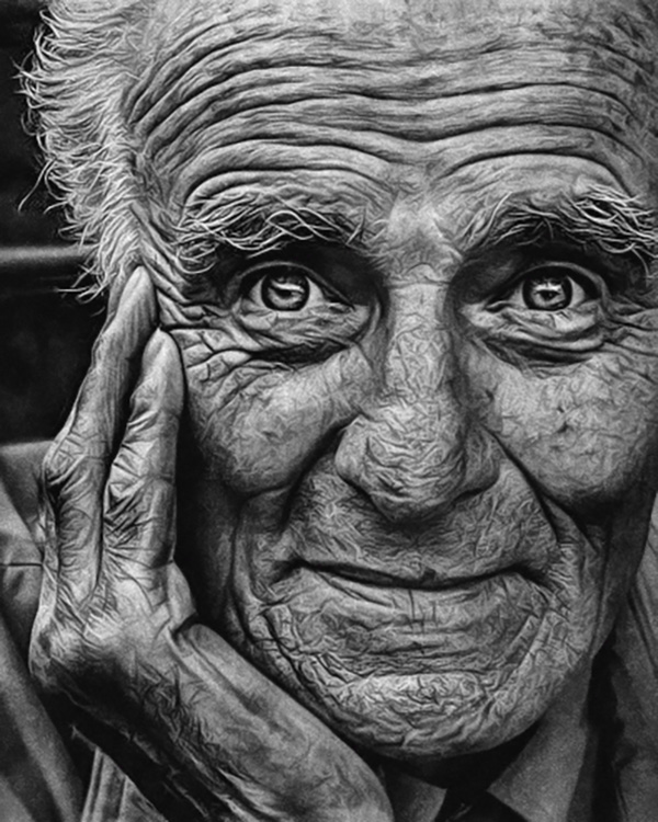 Old Man Drawing A Picture : Drawing portrait of old man with charcoal