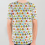Cute lovebird color mutations cartoon all over print shirt