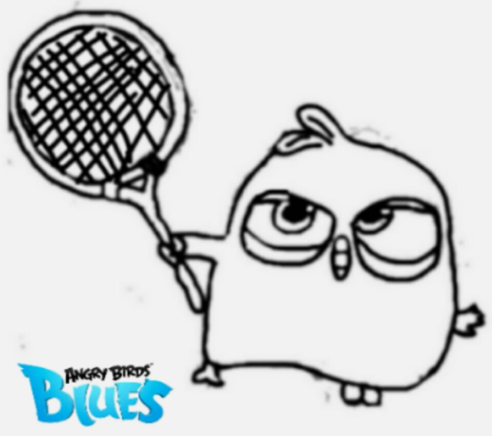 ANGRYBIRDSTIFF 0 0 Angry Birds Blues Blue with Tennis Racket by ANGRYBIRDSTIFF