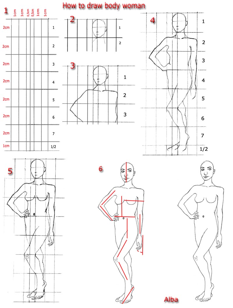 how to draw a female body