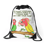 Lovebird parrot and bird way telling i love you drawstring bag