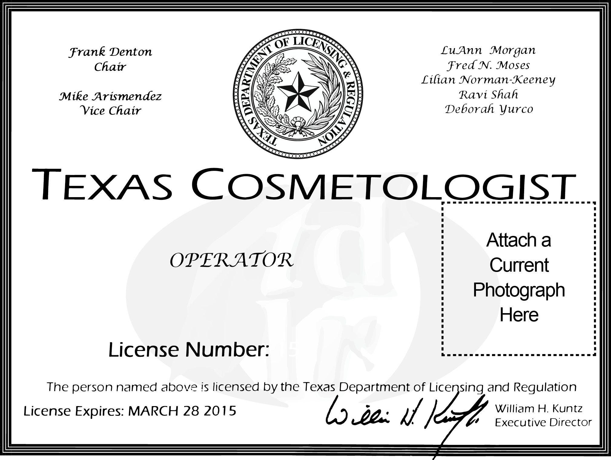 Texas Cosmetologist License by on DeviantArt