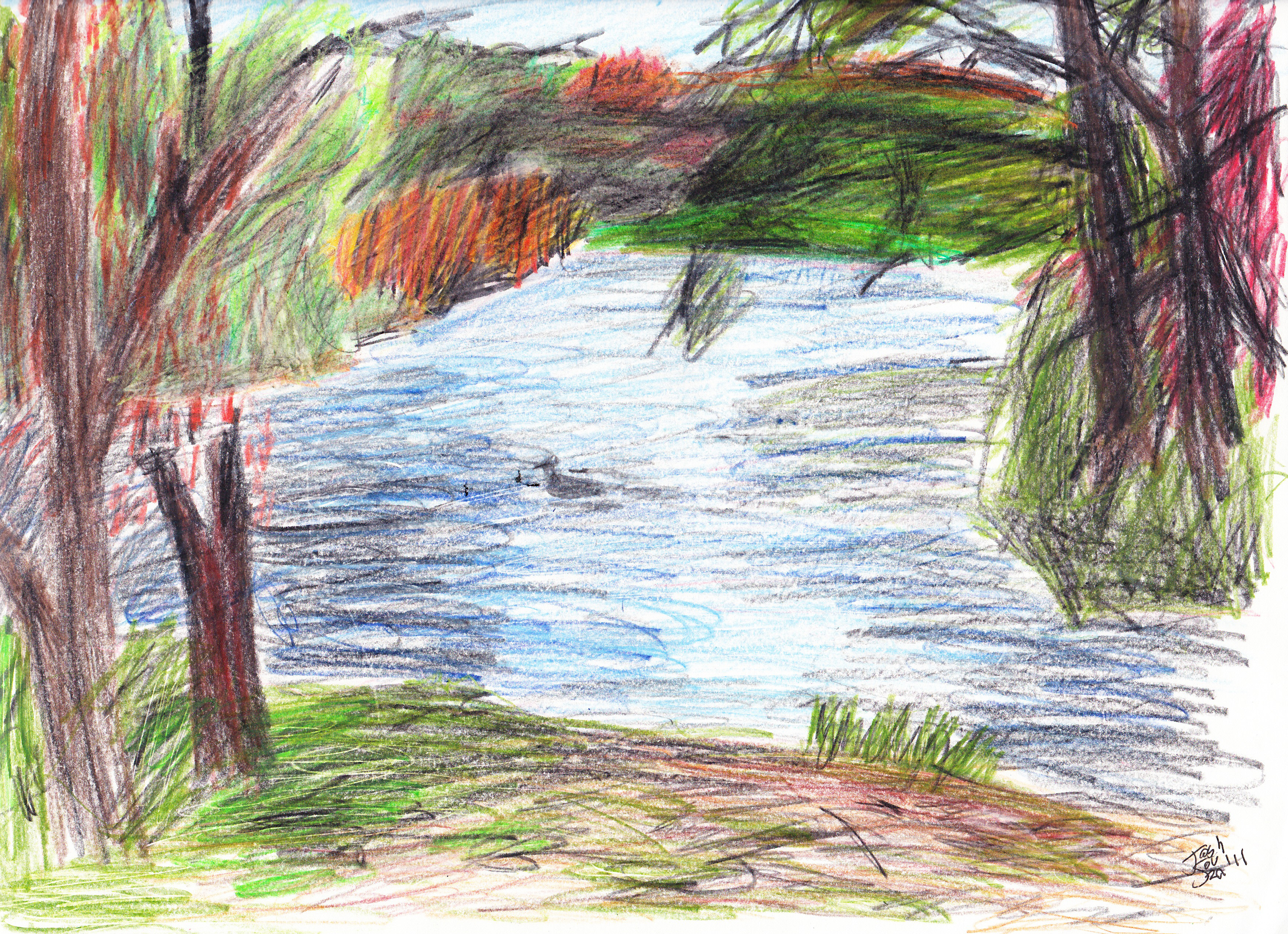 Colored Pencil Drawings Of Landscapes Colour Pencil Drawing Landscape