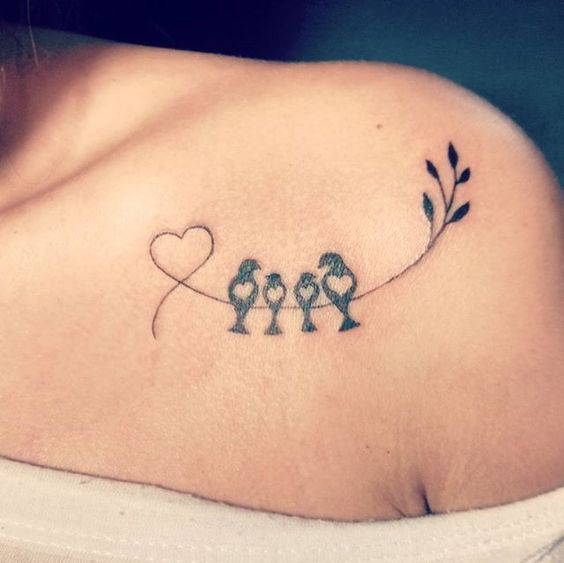 Bird - family- heart Tattoo