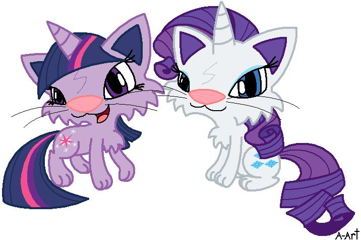 Twilight and Rarity as cat by ariana-art on DeviantArt