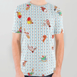Cute cartoon finches pattern all over print shirt