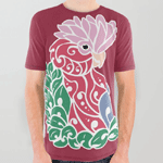 Galah cockatoo tribal tattoo rose-breasted parrot all over print t-shirt