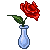 Red Rose In Teardrop Crystal Vase Dewless